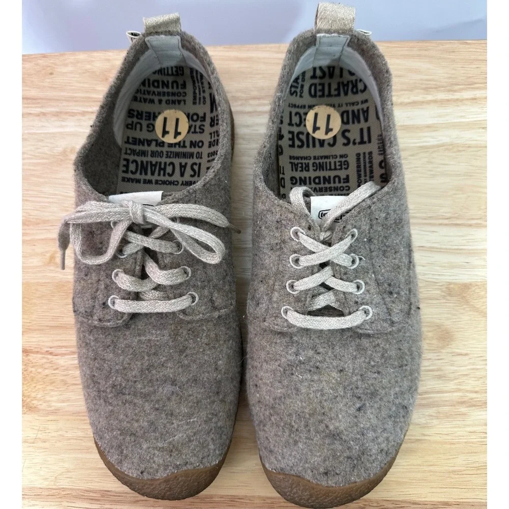 KEEN Mens Mossy Derby Shoes 11 Taupe Felt/Birch Recycled‎ Wool Comfort Casual